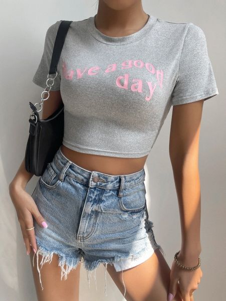 

slogan graphic crop tee j8ma#, White