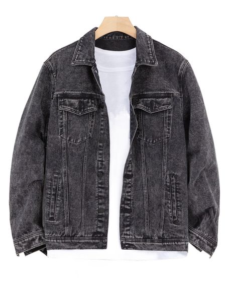 

men flap pocket denim jacket without tee c1pv#, Black;brown