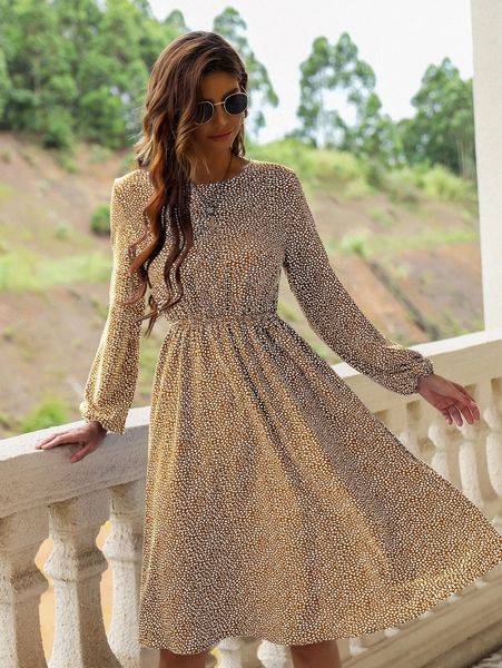 

ditsy floral print a-line dress b9fo#, Black;gray