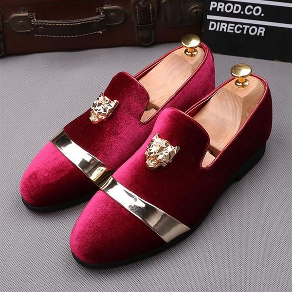 

new fashion men shoes party wedding shoes handmade loafers men velvet shoes with tiger gold buckle men dress shoe mens flats size 248r, Black