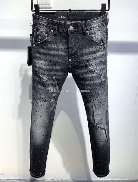 

ss20 new arrival d2 designer men denim cool guy jeans embroidery pants fashion holes trousers italy siz slj dsquareds dsq2s dsqs, Blue