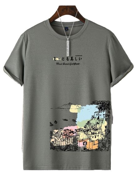

men building & japanese letter graphic tee f21x#, White;black
