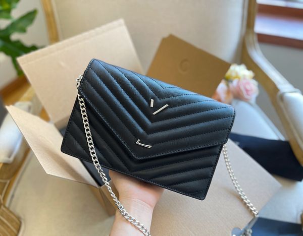 

designers shoulder bag luxury tote purse handbag message bags cluth brand classic genuine leather crossbody original box woc silver chain 20