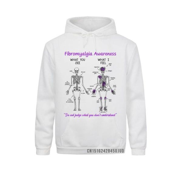 Herren Hoodies Sweatshirts Fibromyalgie Bewusstsein Was Sie sehen, ich fühle Skelett Pullover für Frauen Straße 2022 WinterHerren