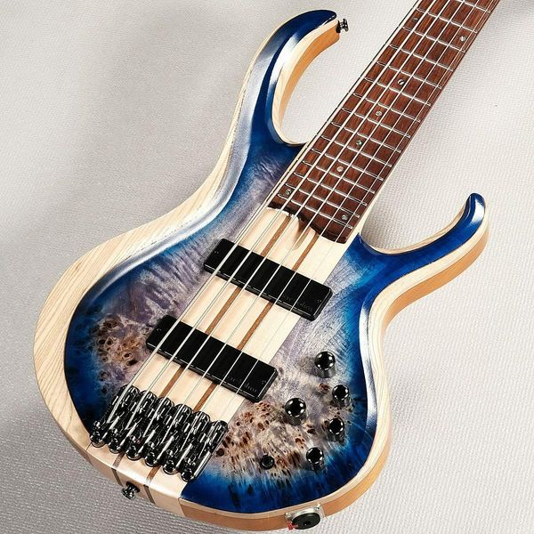 

btb846-cerulean blue burst low gloss electric bass guitar