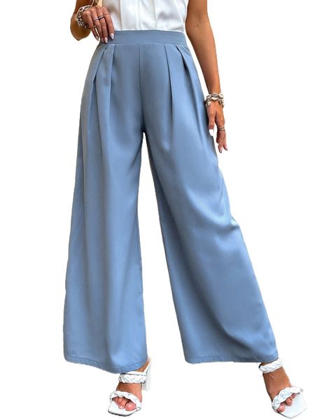 

fold pleated wide leg pants a9rf#, Black;white