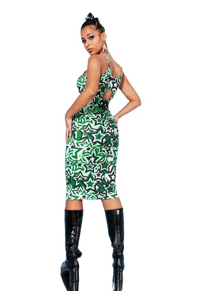 

allover star print cutout bodycon dress p7ba#, Black;gray