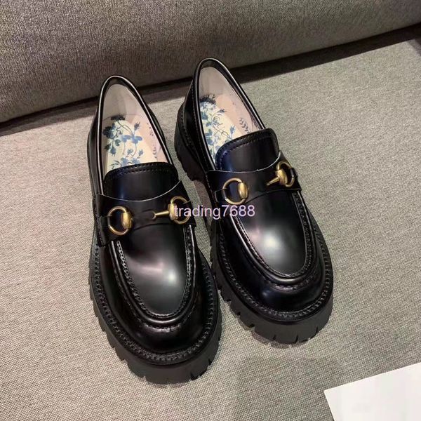 

dress shoes g carrefour shoes horse rank buckle embroidered little bee british women in thick soled casual leather, Black