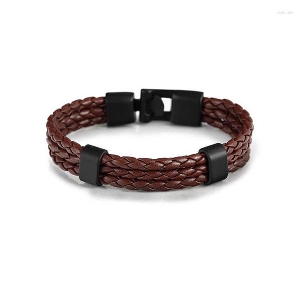 Link Kette Trendy Männer Schmuck Rot Geflochtenes Leder Seil Armband Schwarz Magnetische Schnalle Armbänder Punk Handgelenk Band Kent22