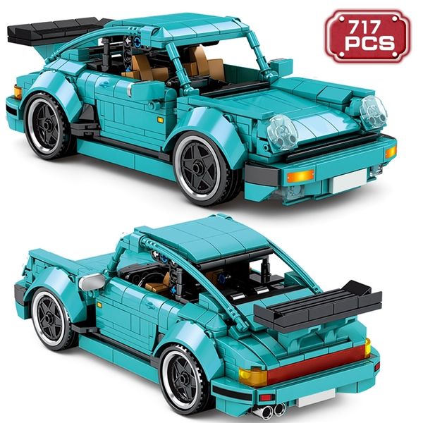 Idéias técnicas Racing Car Building Blocks Expert Famous Green Super Sports Car Diy Modelo Brinquedos de montagem para meninos adultos 220527