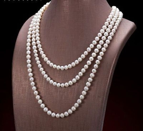 

huge 48&quot 8-9mm natural south sea white pearl necklace aaa, Silver