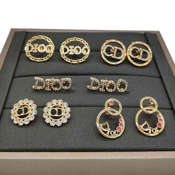 

earrings female geometric full diamond small fragrance simple fashion women's earrings live broadcast batch multi price excellent, Golden