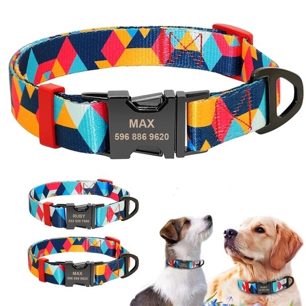 Colar de cachorro personalizado colarinho de estimação de nylon estampado colar