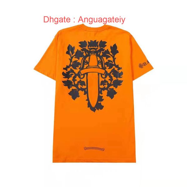 

summer classic mens t shirts horseshoe flower tees ch brand man cross t-shirts sanskrit letter designer tshirts luxury boy hip hop sweater w, White;black