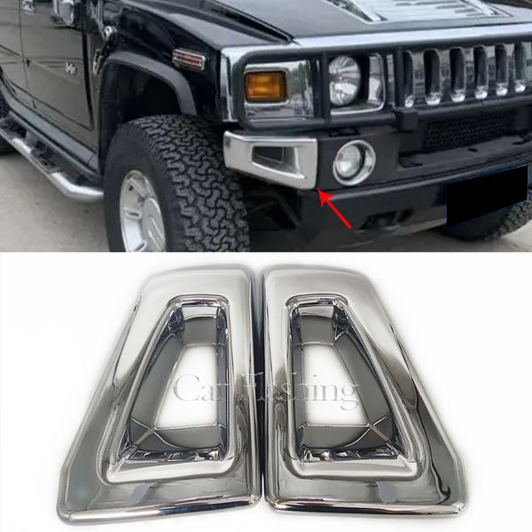 

2pcs chrome front grille for hummer h2 suv sut 2003-2009 chrome front bumper end cap cover trim fog light cover grill racing parts