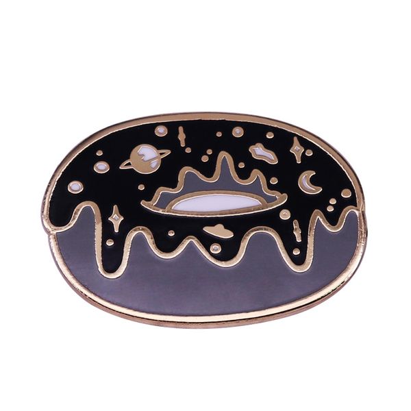 

dark matter doughnut lapel pin space galaxy theme dessert fun mashup badge, Blue