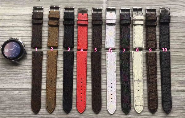 

fashion leather watch bands for samsung galaxy strap 20mm 22mm 41mm 42mm 44mm watch active 2 4 5 6 7 series band luxury designer l flower wr, Black;brown