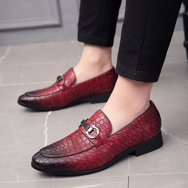 

loafer men luxury classic designer metal decoration crocodile pattern wedding formal driving shoe zapatos de hombre, Black