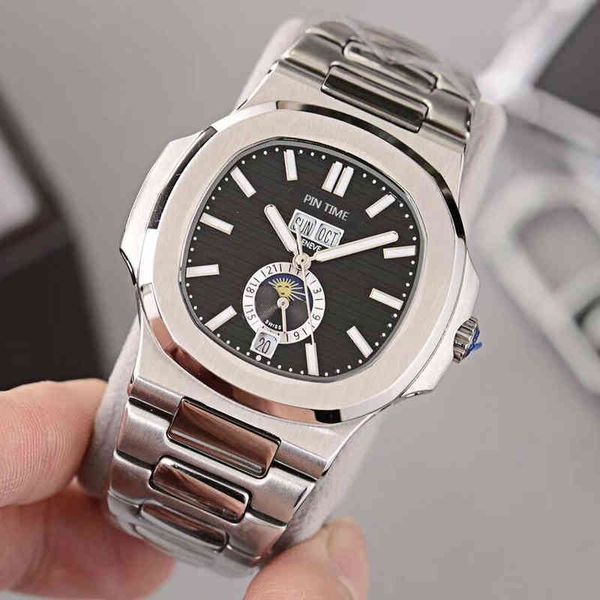 

luxury watches for mens pate philipp watch trend nautilus moon men's automatic mechanical watch business fashion multifunctional calend, Slivery;brown