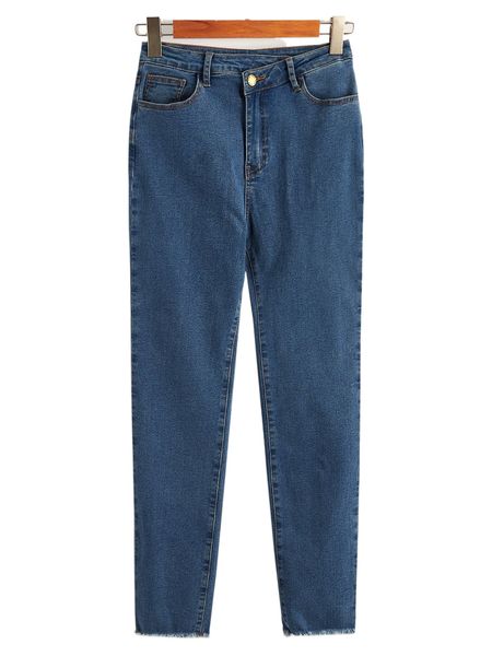 

slant pocket raw cut jeans 15wu#, Blue
