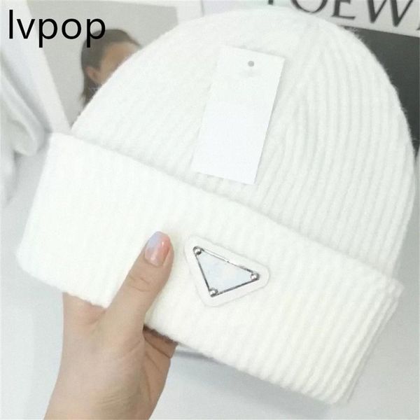 

luxury knitted hat designer prad beanie cap mens fitted hats cashmere letters casual skull caps outdoor fashion high qualit320l, Blue;gray