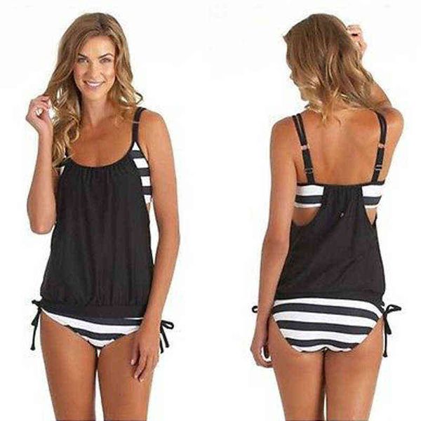 

bikini one piece swimsuit women's popular striped leaky back, White;black