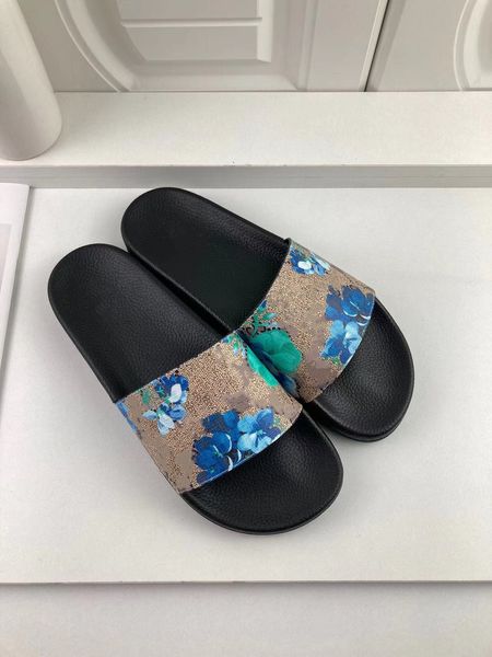 

mens designers slides womens slippers fashion luxurys floral slipper leather rubber flats sandals summer beach shoes flip flops wide flat 35, Black