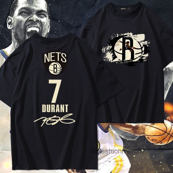 

designer t shirt basketball brooklyn no. 7 durant short sleeve tshirts loose clothes pure cotton brand clothes summer clothes, White;black