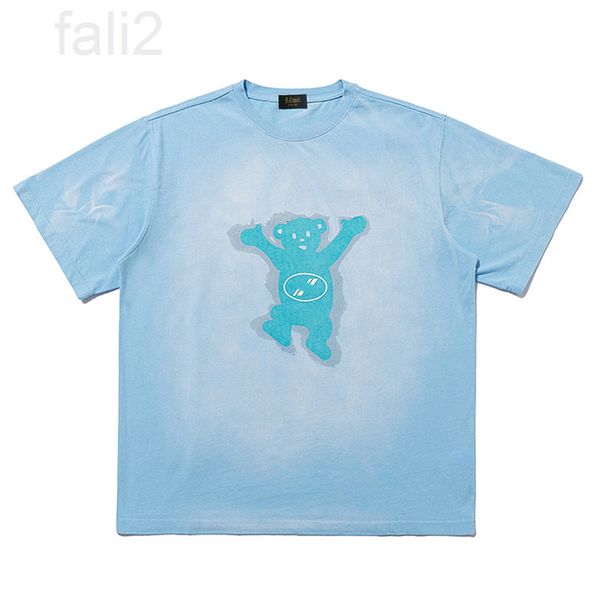 

women's t-shirt designer jiuscully's new loose blue short sleeved t-shirt in summer 21 couple's teddy bear, White