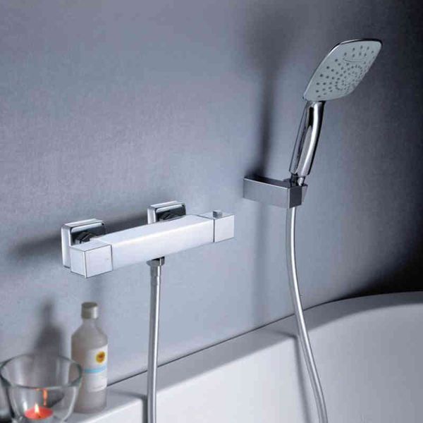 

bath faucet all copper thermostatic shower faucet set square mixing surface mounted vhmj