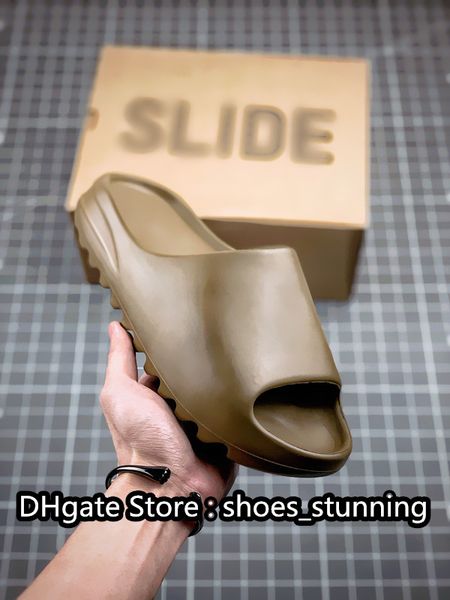 

foam runners slide earth brown slippers shoes men women outdoor sneakers sports with original box, Black