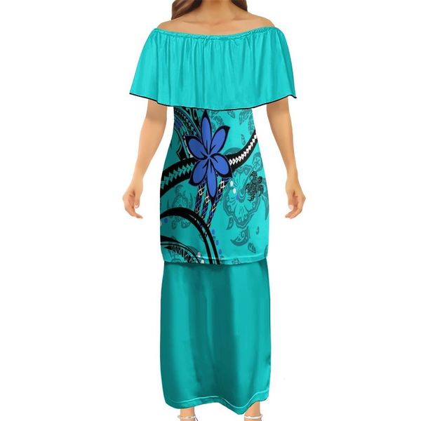 

samoan puletasi half sleeve dress polynesian traditional tribe sublimation print puletasi dress wholesale price couples dress 220706, White