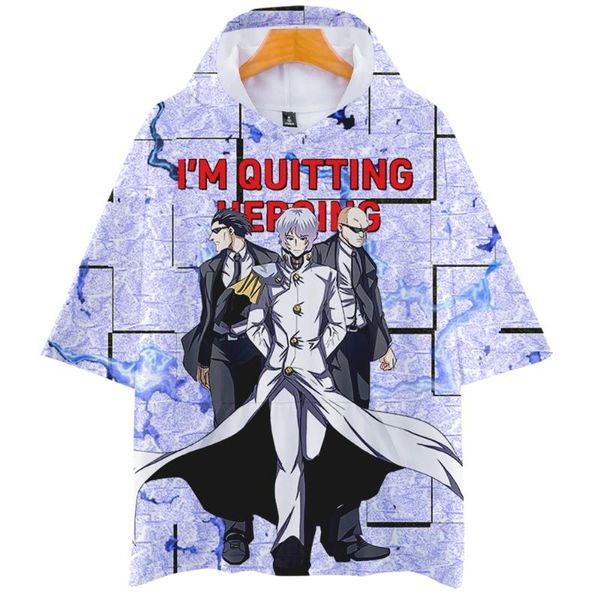 Camisetas masculinas harajuku estilo Estou deixando Heroing 3D Womens Summer Hood Tshirt Manga curta Tops T-shirtmen's