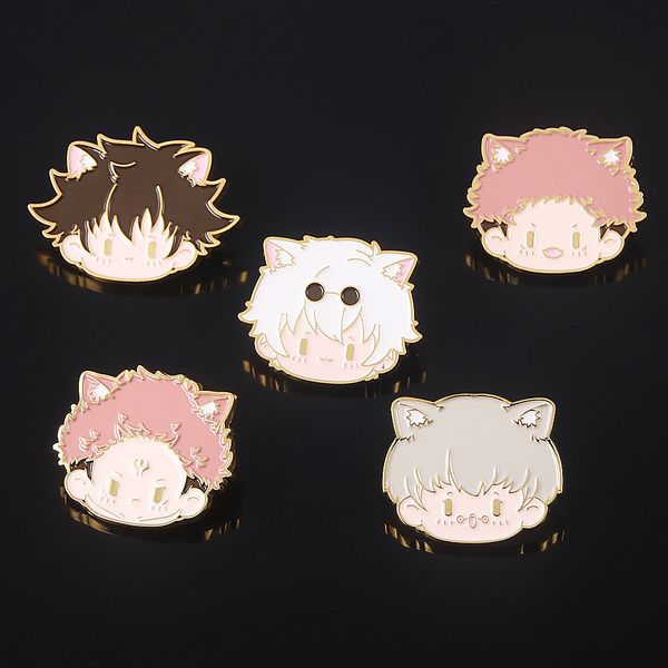 

jujutsu kaisen fushiguro megumi inumaki toge gojo satoru itadori yuji ryomen sukuna cute cartoon metal enamel badge brooch pin, Blue