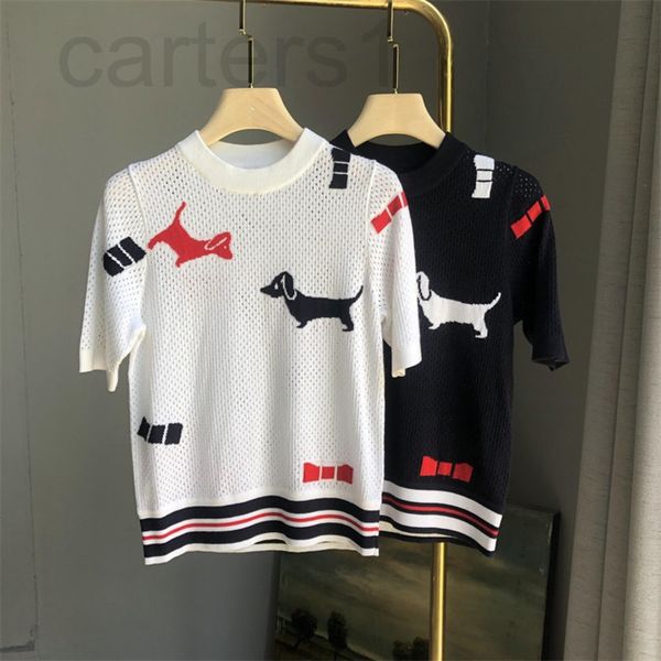 

women's sweaters designer nanyou jianhuo knitwear women's 2022 summer new temperament fashion dog jacquard short sleeve pullover 3, White;black