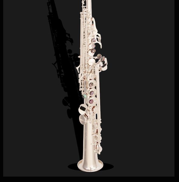 

brass straight soprano sax saxophone naiputesi nt-802 key type black nickel gold b flat natural shell key carve pattern withcase
