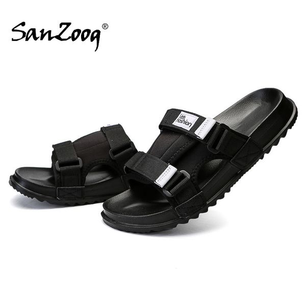 

casual men slippers slides summer shoes beach outdoor slide slipper sandals big size 49 50 for drop 220408, Black