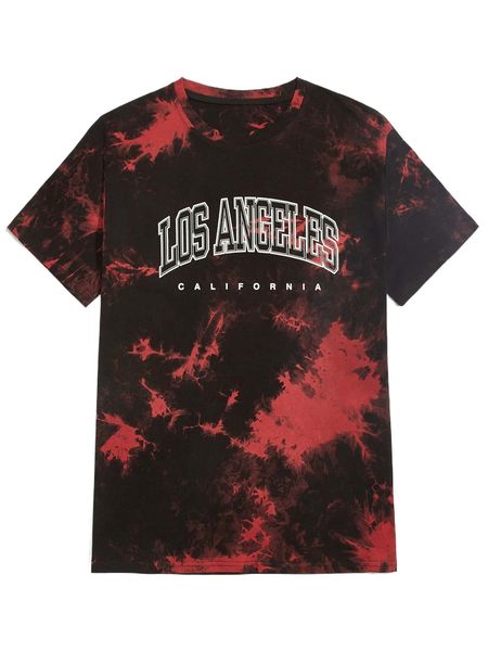 

romwe guys tie dye letter graphic tee d8gv#, White;black