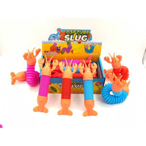 

new arrival plastic stretch pipe fidget sensory toy dog dolphin unicorn lobster shark slug tube pipe toys sxaug04