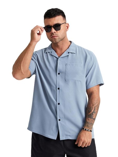 

extended sizes men pocket patched shirt g8gv#, White;black