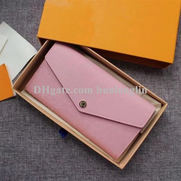 

women long wallets purse wallet original box leather date code card holder flower letters214p, Red;black