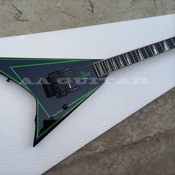 

6 strings v black electric guitar with rosewood fretboard customizable