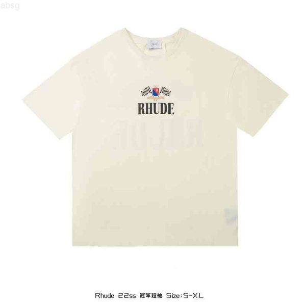

selling summer fashion tee high version 2022 brand rhude american printed men's and women's short sleeved t-shirt, White;black