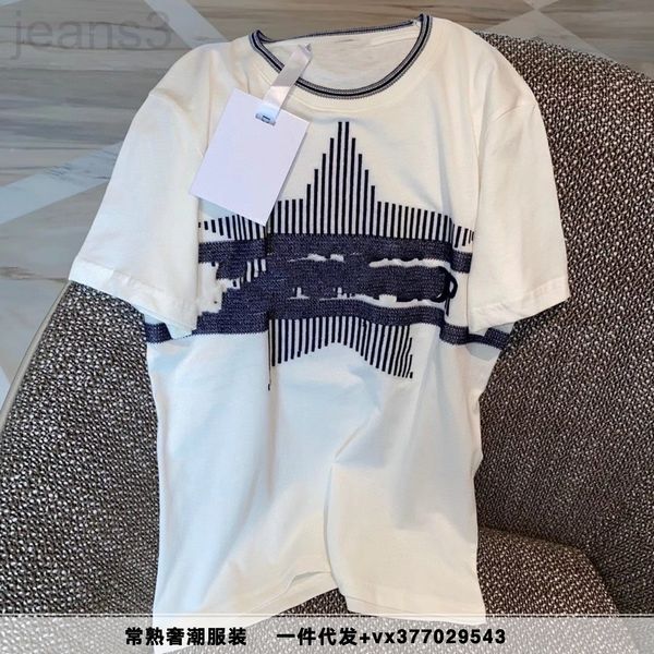

women's t-shirt designer 2022 spring and summer new design sense of sea military style five pointed star letter embroidery short sleeve, White