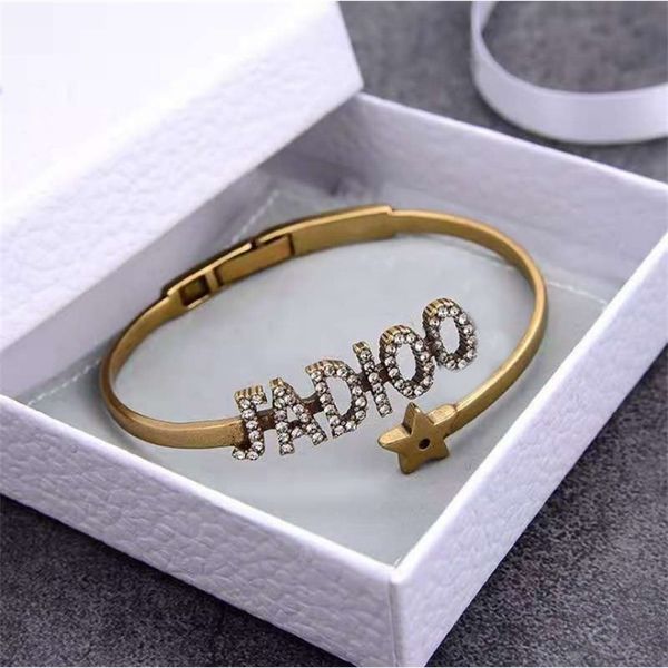 

the new 70% off dijia cd net red brass letter band diamond star bracelet, Black