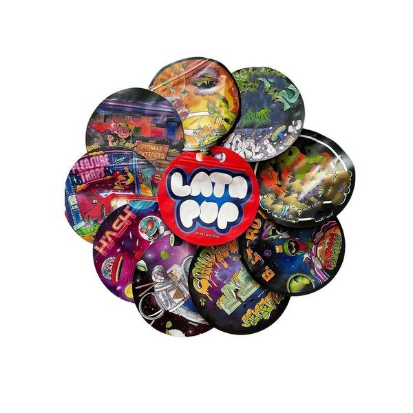 

round lato pop edible packaging bag smell proof zipper package edibles gummies special-shaped empty resealable baggies buttocks satch jllzzz