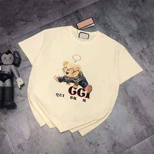 

2022 factory wholesale new high version spring summer fashion glasses print leisure simple and comfortable age reducing couple short sleeve, White