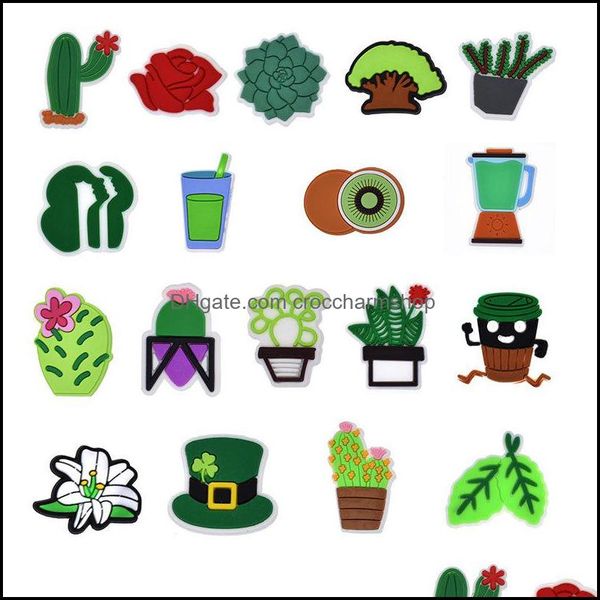 

shoe parts accessories shoes green plant decoration croc charms buckcle bracelet clog wirstband decor soft rubber drop delivery randomly sen, White;pink