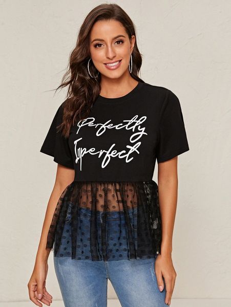 

dobby mesh hem slogan graphic l4cn#, White