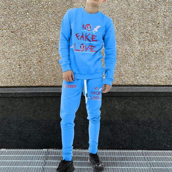 

men's tracksuits men's tracksuits men set fashion spring autumn printed casual long sleeve o-neck sweatshirts and pants two-piece, Gray